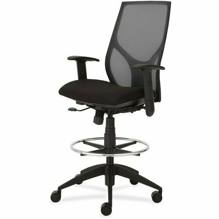 9TO5 SEATING Midbk Stool, Synchro, Hgt-adj T-Arms, 25inx26inx45-55-1/2in, BK/ON NTF1468Y1A8M101